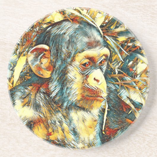 AnimalArt_Chimpanzee_012 コースター (正面)