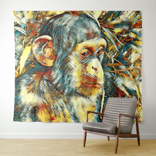 AnimalArt_Chimpanzee_012 タペストリー (インサイチュ(横))