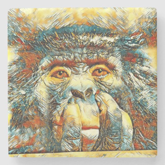 AnimalArt_Cmpanzee_008 ストーンコースター (正面)