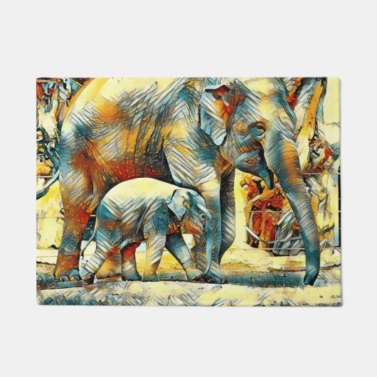 AnimalArt_Elephant_002 ドアマット (正面)