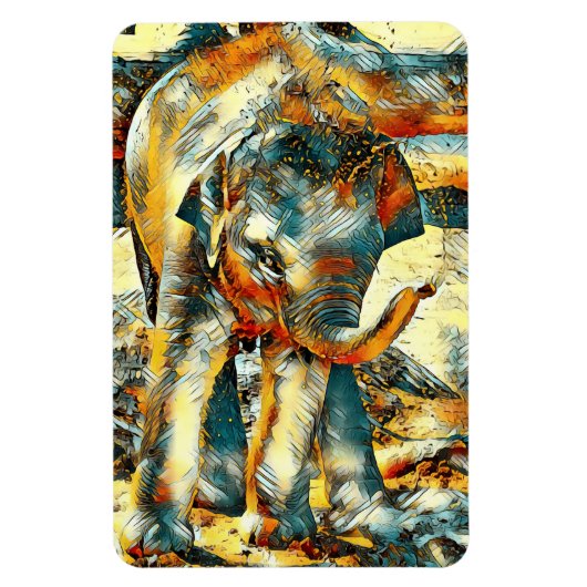 AnimalArt_Elephant_003 マグネット (縦)