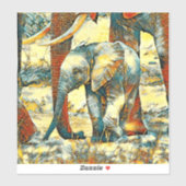 AnimalArt_Elephant_010 シール (シート)