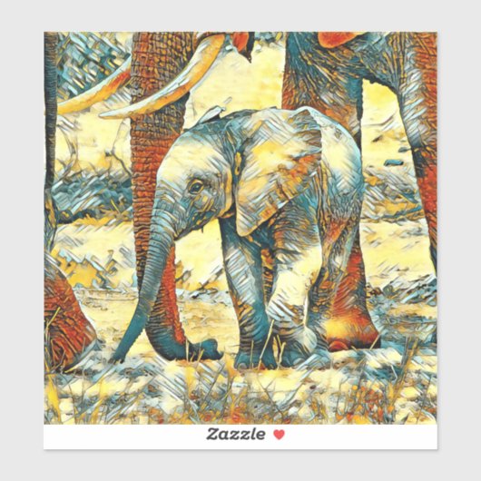 AnimalArt_Elephant_010 シール (シート)