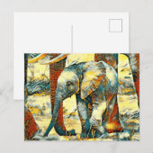 AnimalArt_Elephant_010 ポストカード (正面/裏面)