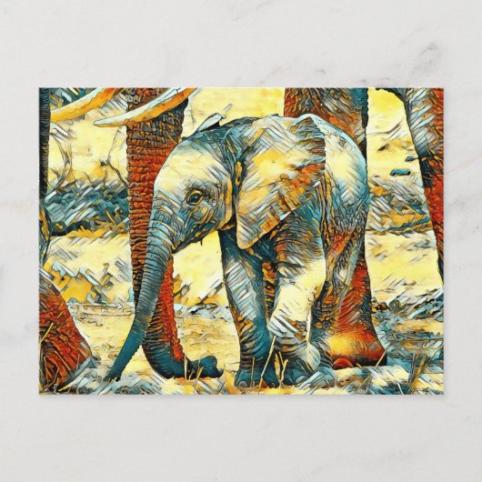 AnimalArt_Elephant_010 ポストカード (正面)