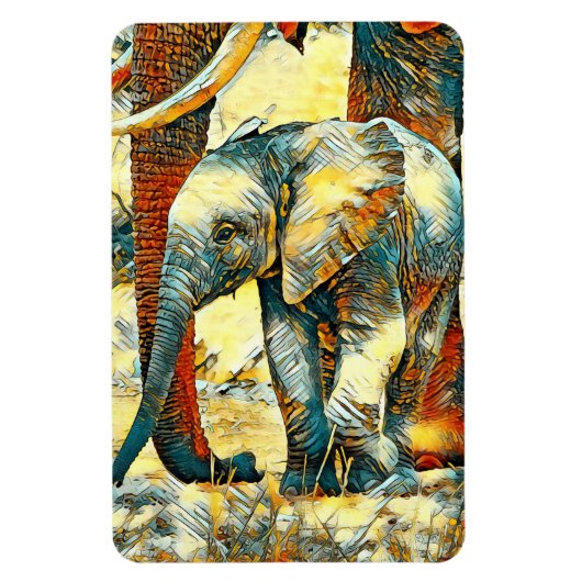 AnimalArt_Elephant_010 マグネット (縦)