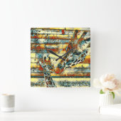 AnimalArt_Giraffe_001 スクエア壁時計 (ホーム)