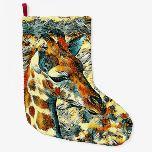 AnimalArt_Giraffe_002 ラージクリスマスストッキング (正面)