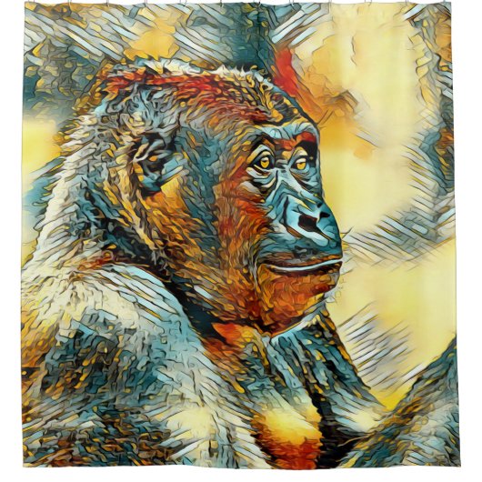 AnimalArt_Gorilla_004 シャワーカーテン (正面)