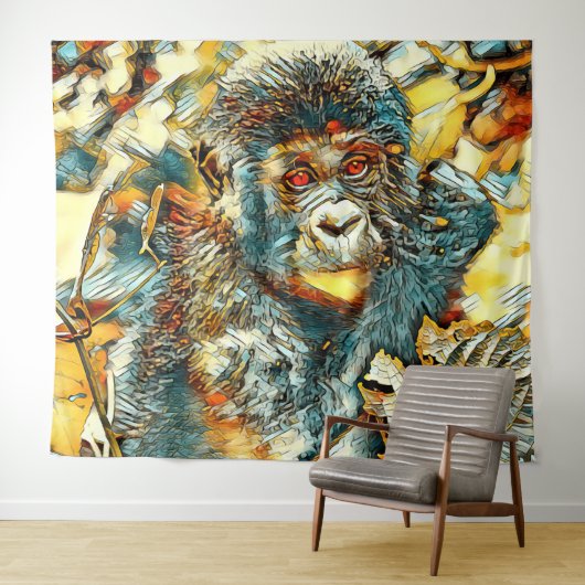 AnimalArt_Gorilla_005 タペストリー (インサイチュ(横))