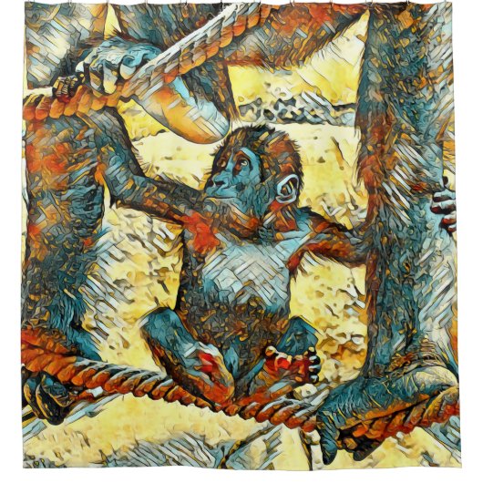 AnimalArt_Gorilla_006 シャワーカーテン (正面)