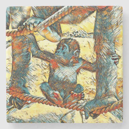 AnimalArt_Gorilla_006 ストーンコースター (正面)