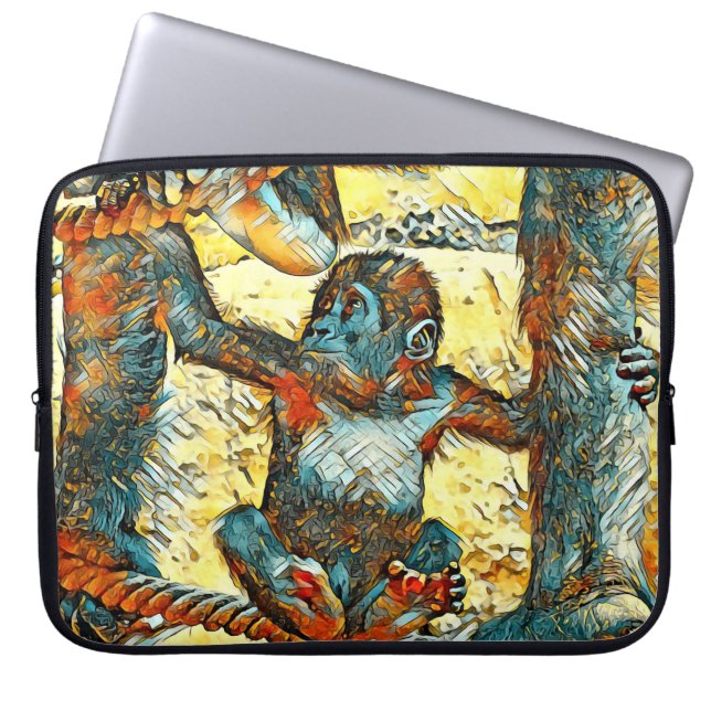 AnimalArt_Gorilla_006 ラップトップスリーブ (正面)