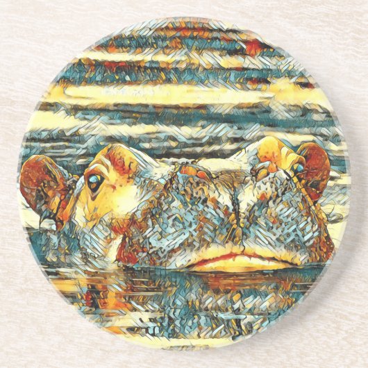AnimalArt_Hippo_001 コースター (正面)
