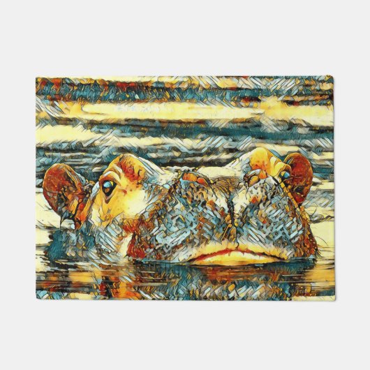 AnimalArt_Hippo_001 ドアマット (正面)