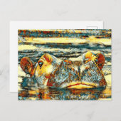 AnimalArt_Hippo_001 ポストカード (正面/裏面)