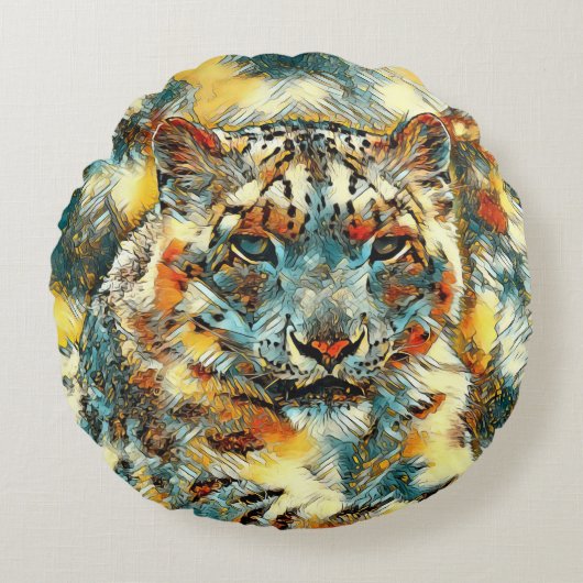 AnimalArt_Leopard_001 ラウンドクッション (正面)