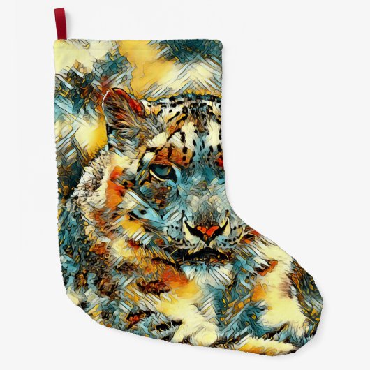 AnimalArt_Leopard_20170601_by_JAMColors ラージクリスマスストッキング (正面)
