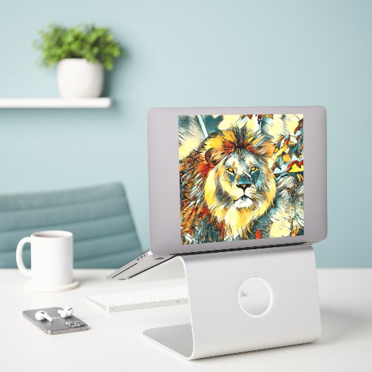 AnimalArt_Lion_001 シール (デスク上のノートパソコン)