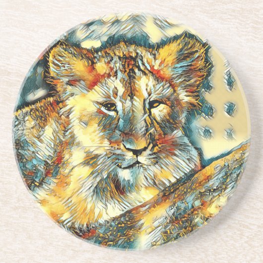 AnimalArt_Lion_004 コースター (正面)