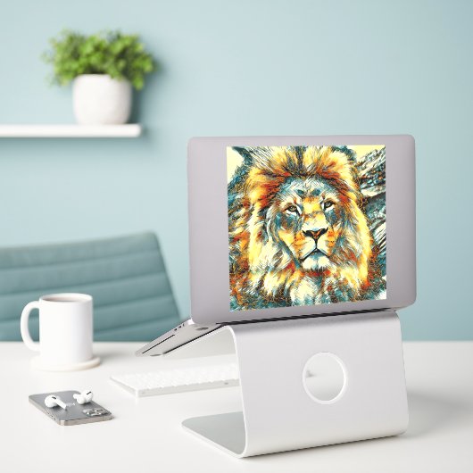 AnimalArt_Lion_005 シール (デスク上のノートパソコン)