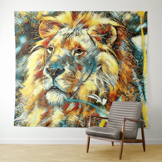 AnimalArt_Lion_009 タペストリー (インサイチュ(横))