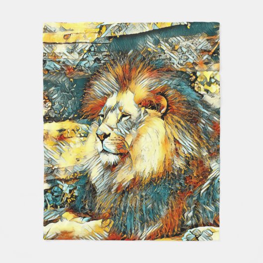 AnimalArt_Lion_033 フリースブランケット (正面)