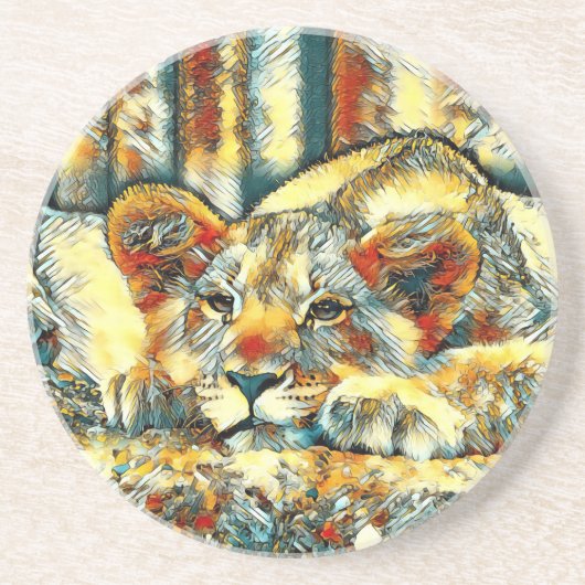 AnimalArt_Lion_036 コースター (正面)
