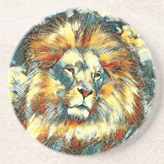 AnimalArt_Lion_07 コースター (正面)
