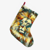 AnimalArt_Lion_07 ラージクリスマスストッキング (正面 (吊り時))