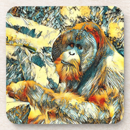 AnimalArt_OrangUtan_001 コースター (正面)