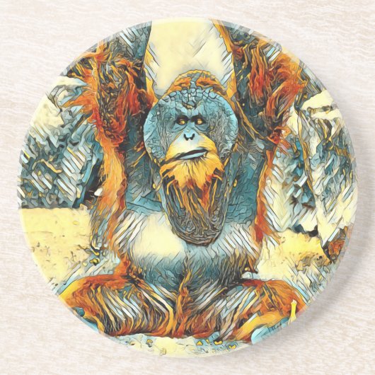 AnimalArt_OrangUtan_004 コースター (正面)