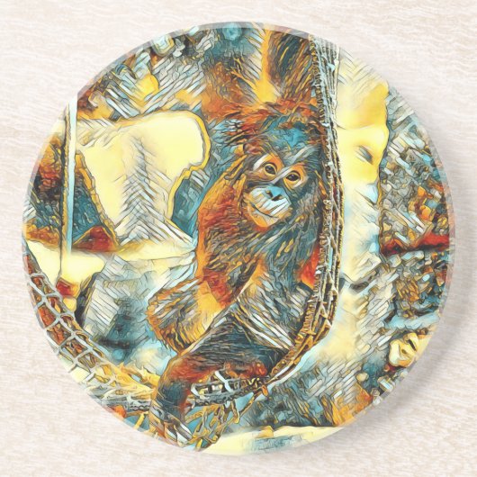 AnimalArt_OrangUtan_005 コースター (正面)