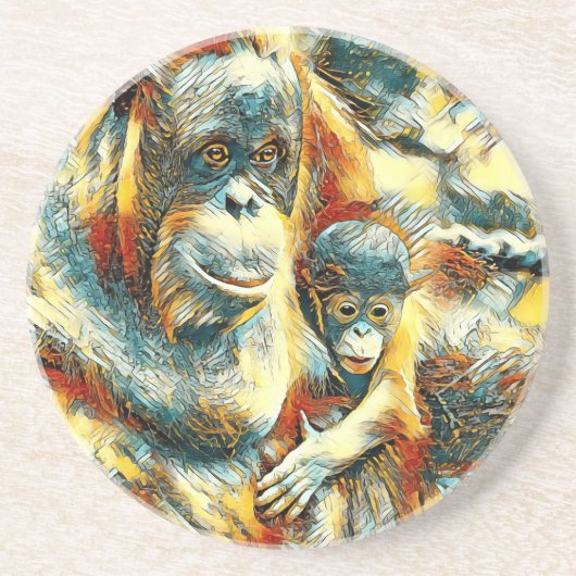 AnimalArt_OrangUtan_015 コースター (正面)