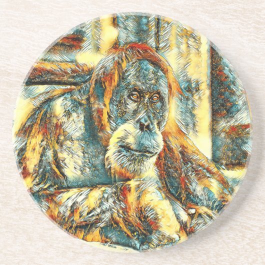 AnimalArt_OrangUtan_018 コースター (正面)