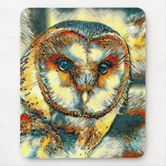 AnimalArt_Owl_010 マウスパッド (正面)