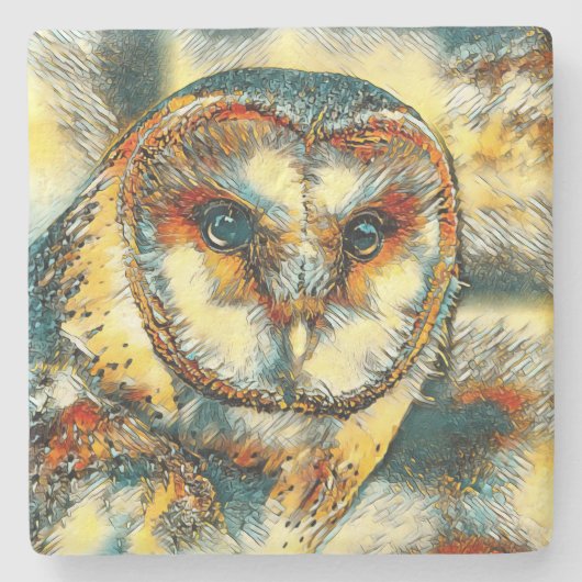 AnimalArt_Owl_20170915_by_JAMColors ストーンコースター (正面)