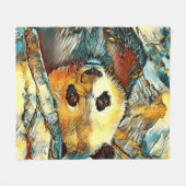 AnimalArt_Panda_002 フリースブランケット (正面(横))