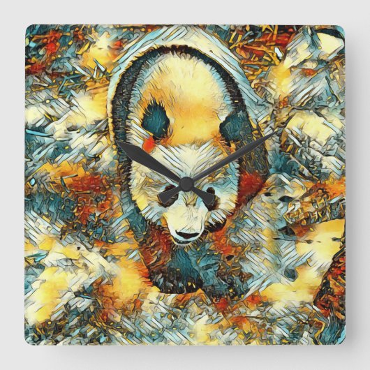 AnimalArt_Panda_006 スクエア壁時計 (正面)