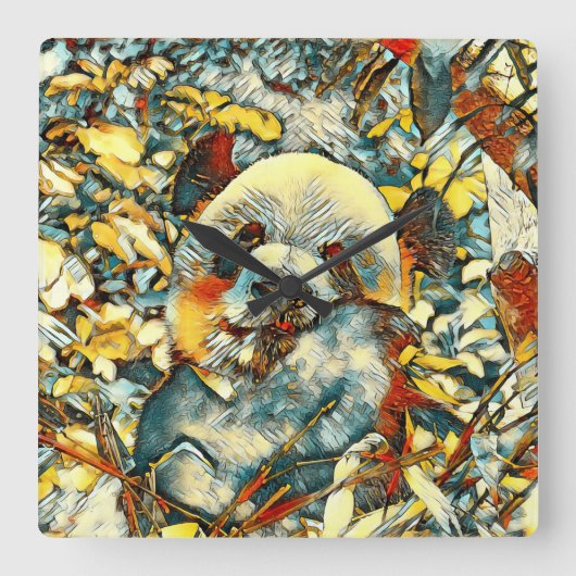 AnimalArt_Panda_012 スクエア壁時計 (正面)