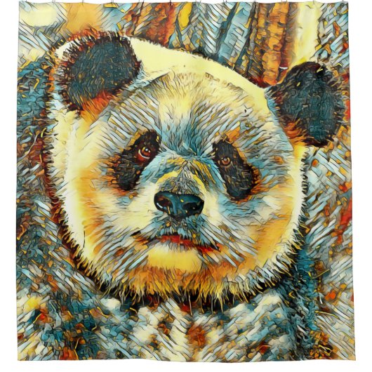 AnimalArt_Panda_014 シャワーカーテン (正面)
