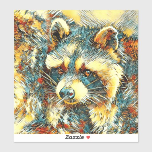 AnimalArt_Raccoon_004 シール (シート)