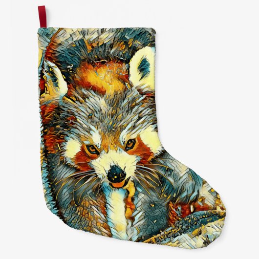 AnimalArt_RedPanda_002 ラージクリスマスストッキング (正面)