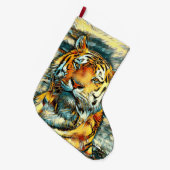 AnimalArt_Tiger_010 ラージクリスマスストッキング (正面 (吊り時))