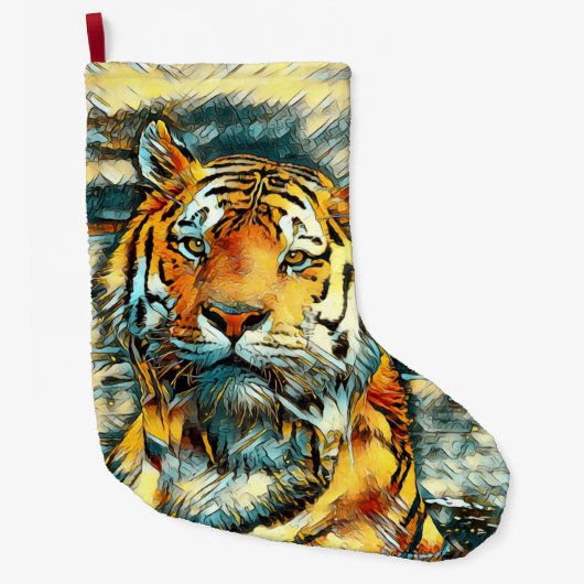 AnimalArt_Tiger_010 ラージクリスマスストッキング (正面)