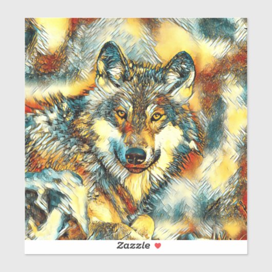 AnimalArt_Wolf_001 シール (シート)