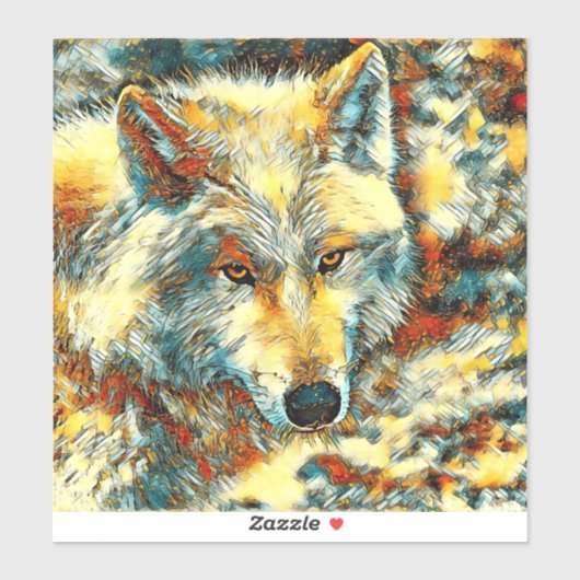AnimalArt_Wolf_003 シール (シート)