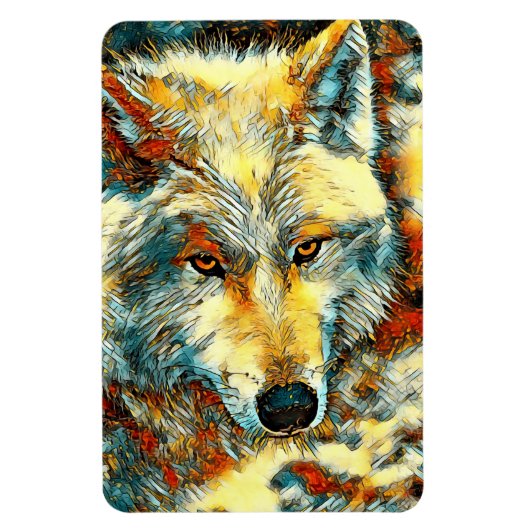 AnimalArt_Wolf_003 マグネット (縦)