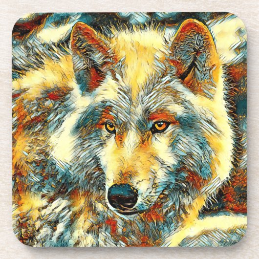AnimalArt_Wolf_004 コースター (正面)