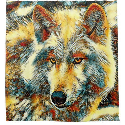 AnimalArt_Wolf_004 シャワーカーテン (正面)